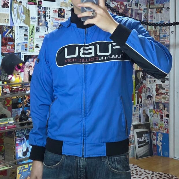 후부 블루 레이싱 바람막이 트랙탑 