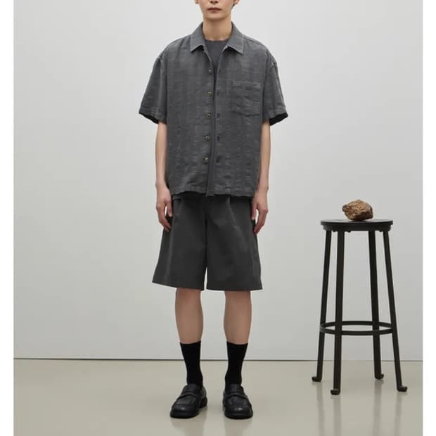 르아브 가먼트다잉 체크 반팔셔츠 챠콜m