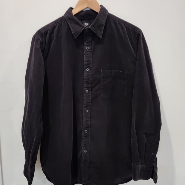 남자 유니클로 코듀로이 셔츠 남방 블랙 XL