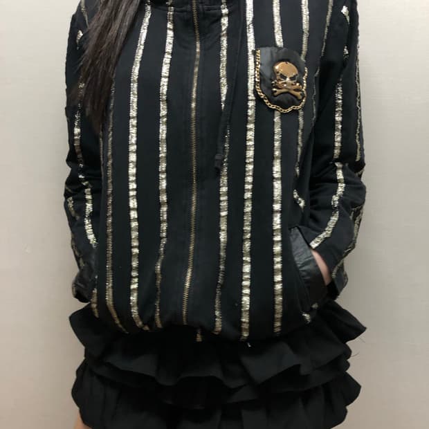 빈티지 블랙 펑크 스컬 후드집업