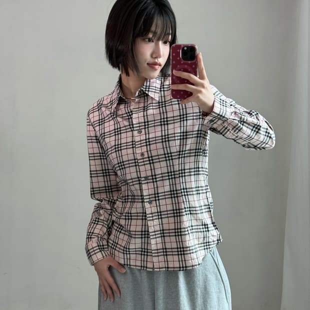 버버리 핑크 노바 체크 셔츠
