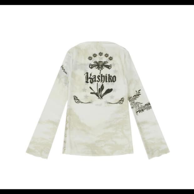  Kashiko Ink Painting Mesh Top