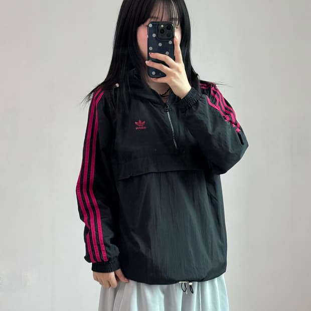 아디다스 블랙핑크 후드 반집업