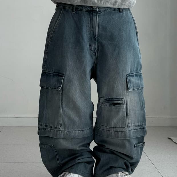 빈티지 워싱 멀티 포켓 카고팬츠