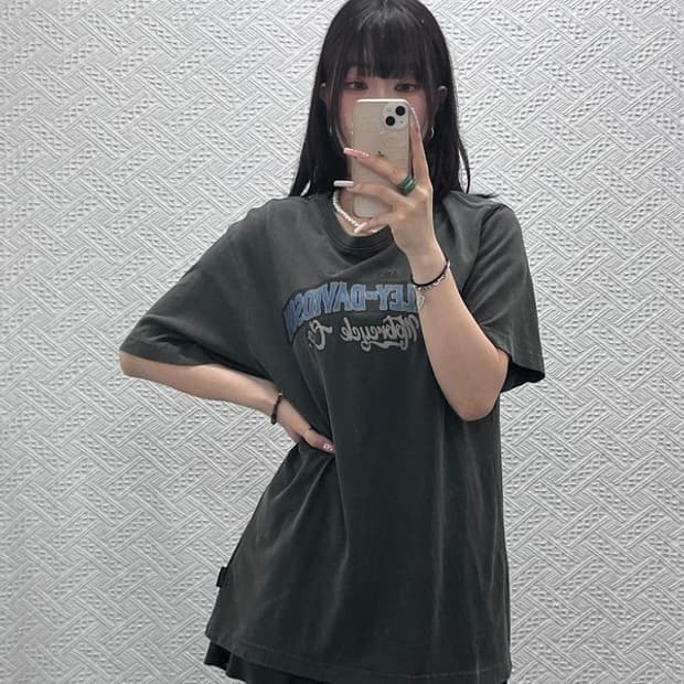 할리데이비슨 빈티지 레트로 모터사이클 레이싱 반팔티 100 C13349