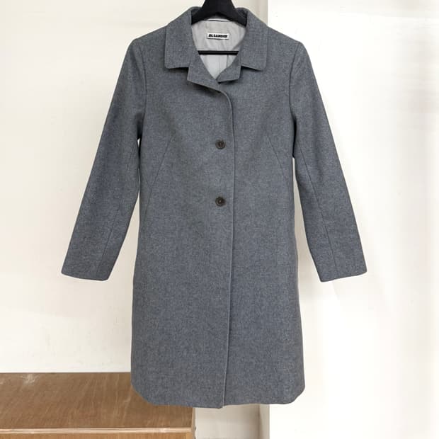 질 샌더 그레이 울 코트