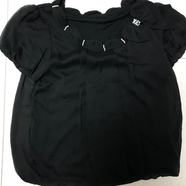 빈티지 대장 갸루 히메갸루 블랙 리본 블라우스 로걀