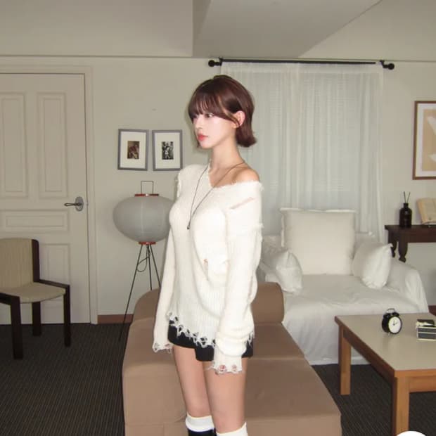 데미지 롱 니트