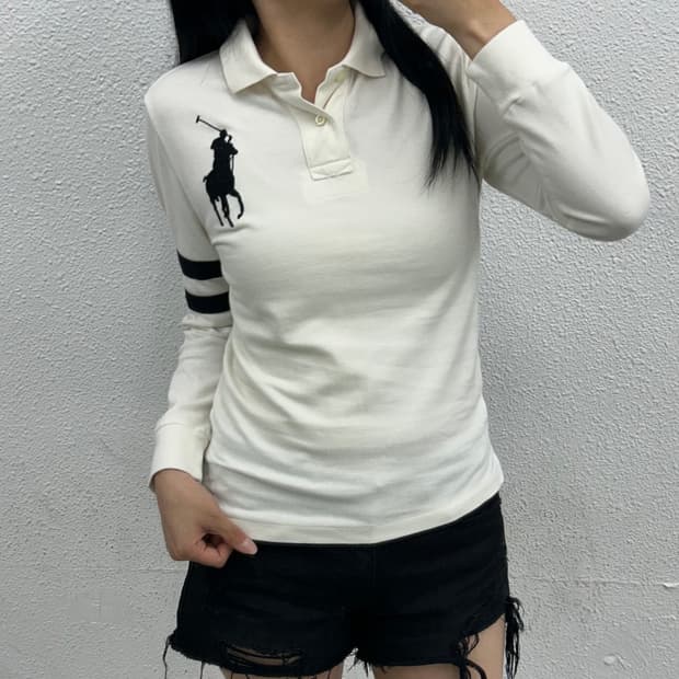폴로 랄프로렌 딱붙핏 블랙빅포니 화이트 pk반팔 M