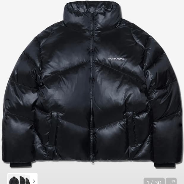 노매뉴얼 사카이 덕다운 글로시 블랙 패딩