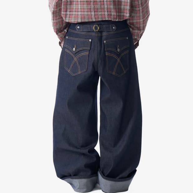 아캄 Cinch Back Denim Pants 1