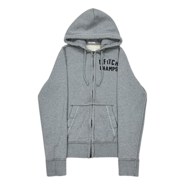 아베크롬비 빈티지 Y2K 스펠로고 데미지 디테일 기모 후드집업 자켓 M