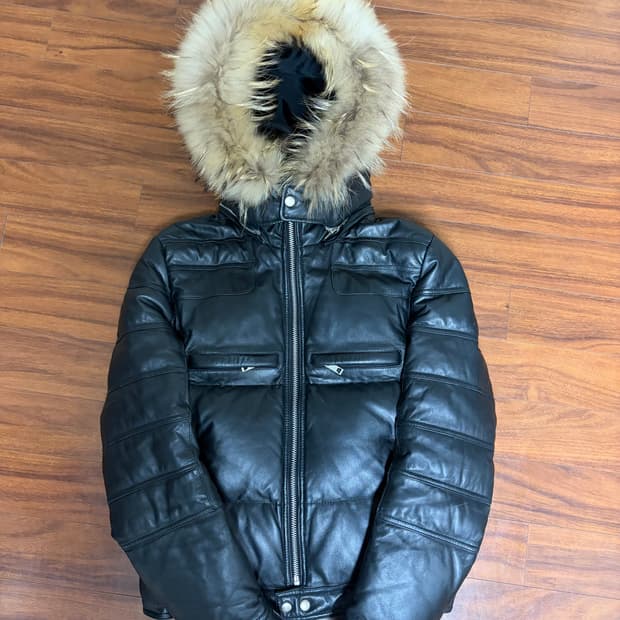 Unknown raccoon fur lamb skin down jacke