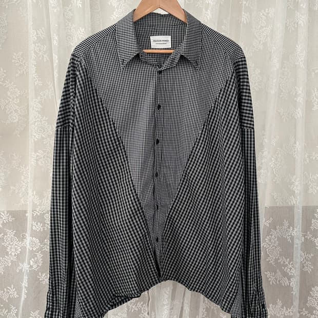 L) 메종미네드 오버핏 체크 셔츠 블랙