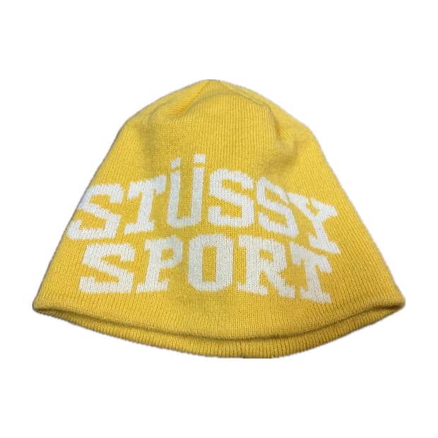 스투시 스포츠 자카드 스컬캡 비니 옐로우