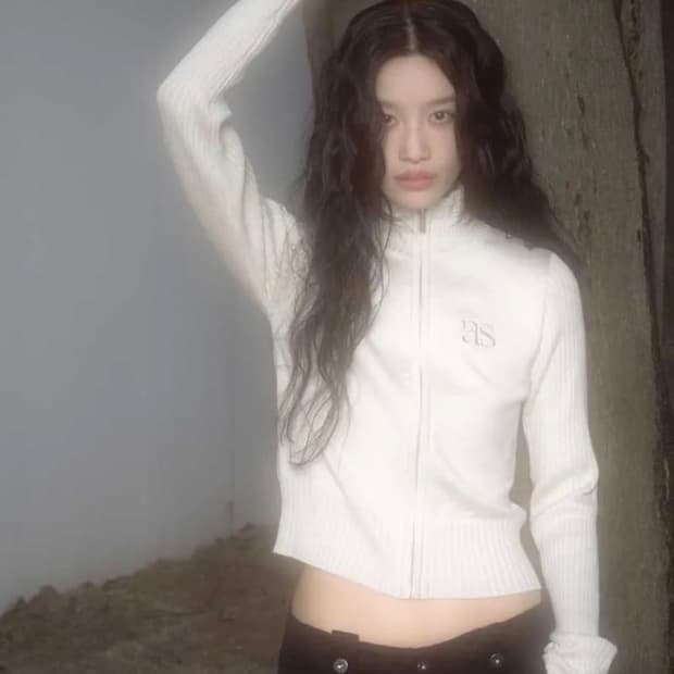 애즈온 마론 니트 집업 