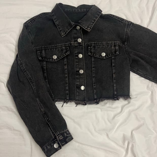 SHEIN 블랙 데님 크롭 자켓 M