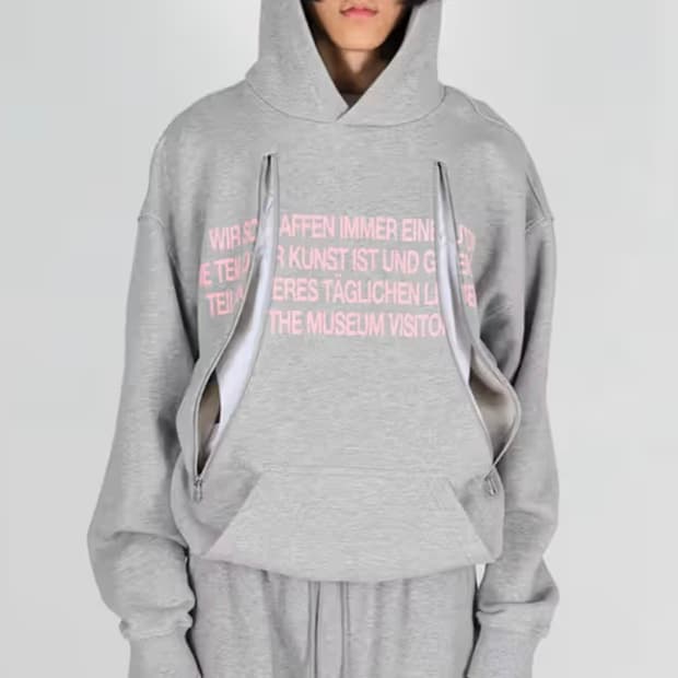 더뮤지엄비지터 컷아웃 후드티 그레이 M