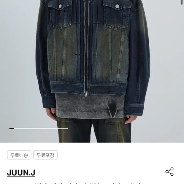 준지 25ss 벨벳 데님 트러커 자켓 네이비 46사이즈