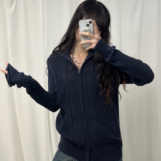 Tommy Hilfiger navy knit zip-up 