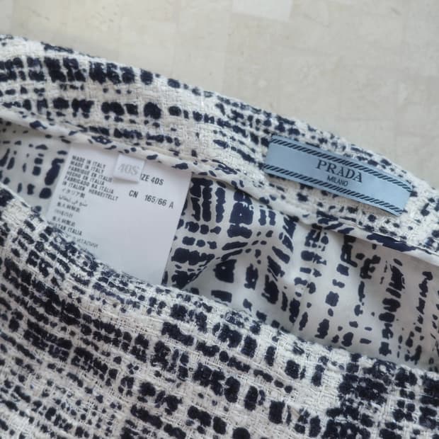 prada tweed midi skirt
