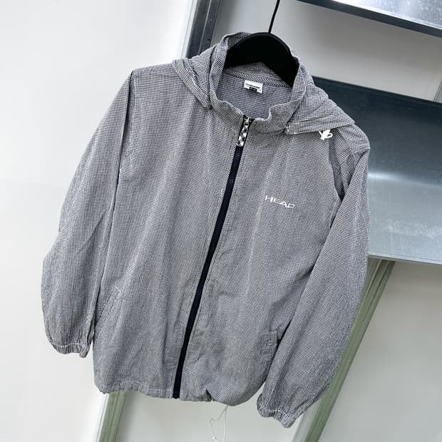 head mini check hood zip jacket