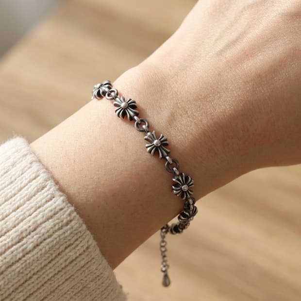 올 써지컬 크롬스타일 십자가 체인 팔찌