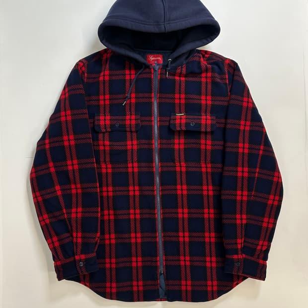 슈프림 플레이드 플란넬 후드셔츠 자켓