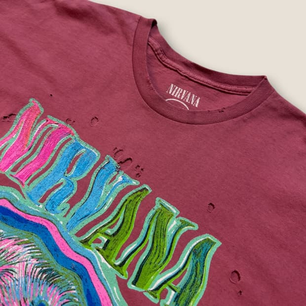 00s Nirvana 정식 라이선스 홀 데미지 티셔츠 XL