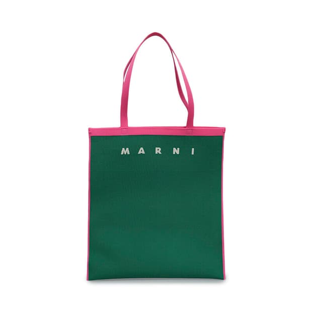 (중고) 마르니 그린 핑크 플랫 쇼핑 숄더백