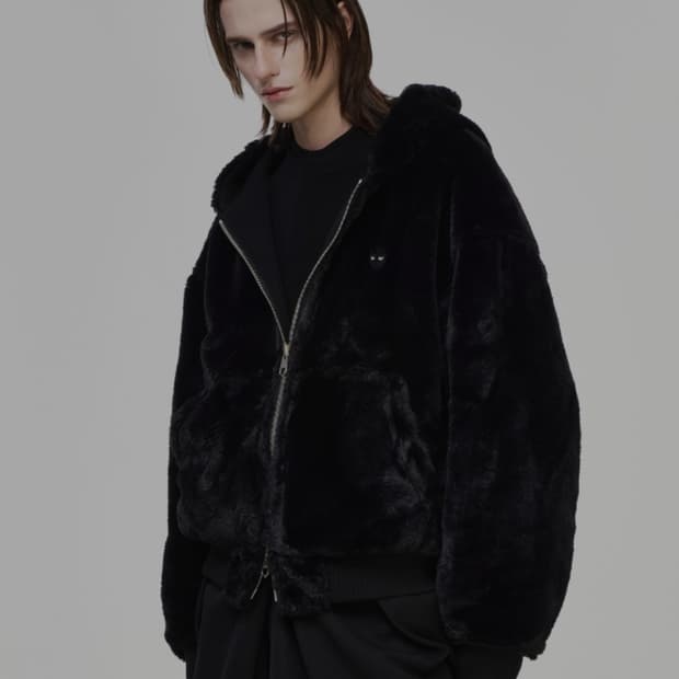 송지오 지제로 리버시블 퍼 후드 집업 블랙 S