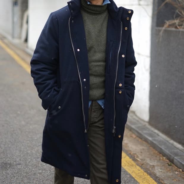 라마르쉐홀리데이 LMH-101 다크네이비 울 헤비다운 롱패딩 파카 S