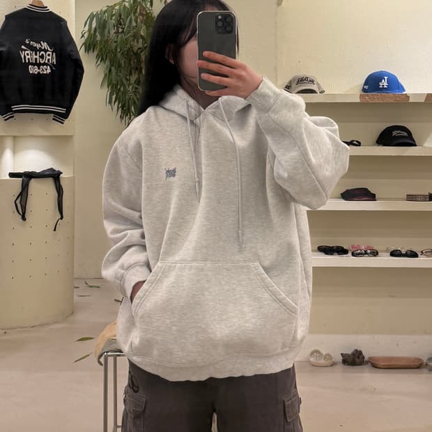 브라운브레스 빅 로고 그레이 후드티 U488