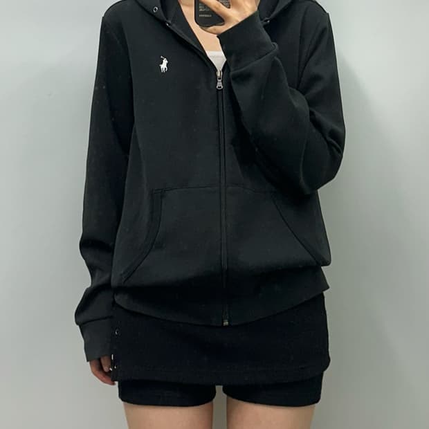 폴로 랄프로렌 화이트포니 블랙 후드집업