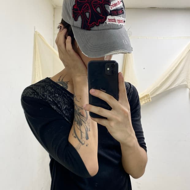 Cross Patchwork Detail Grey Cap