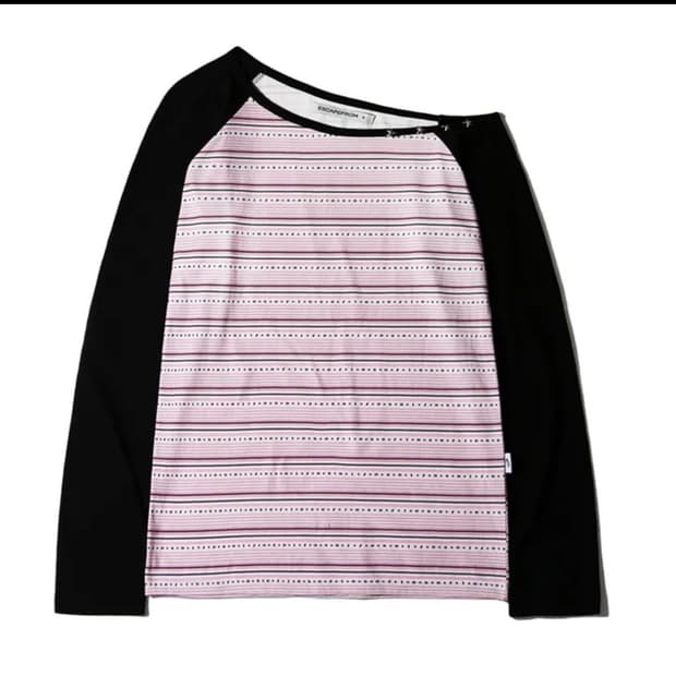 이스케이프프롬 스트라이프 원숄더 롱슬리브