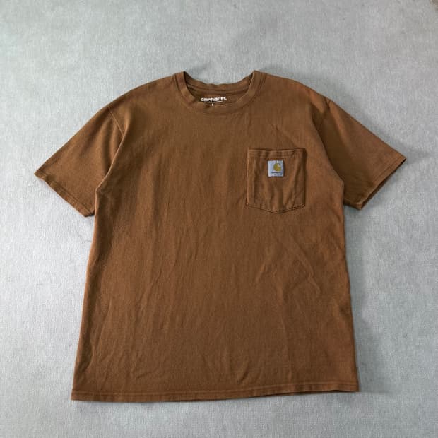 100 칼하트 포켓 브라운 반팔 티셔츠