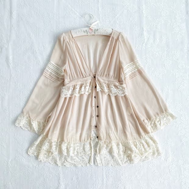 상아빛 ♥ 레이스 쉬폰 롱 블라우스