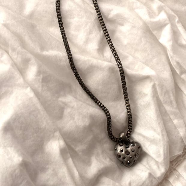 빈티지 하트 큐빅 목걸이