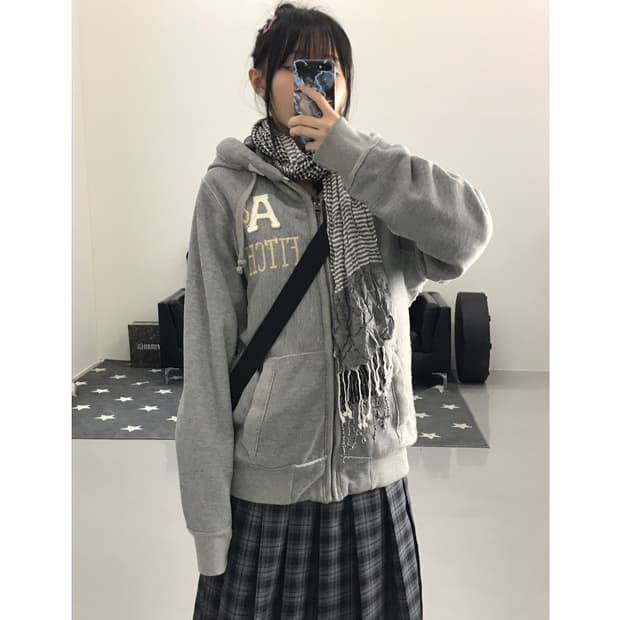 Abercrombie & Fitch Gray Hooded Zip-Up