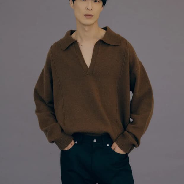 문선 램스울 핀턱 니트