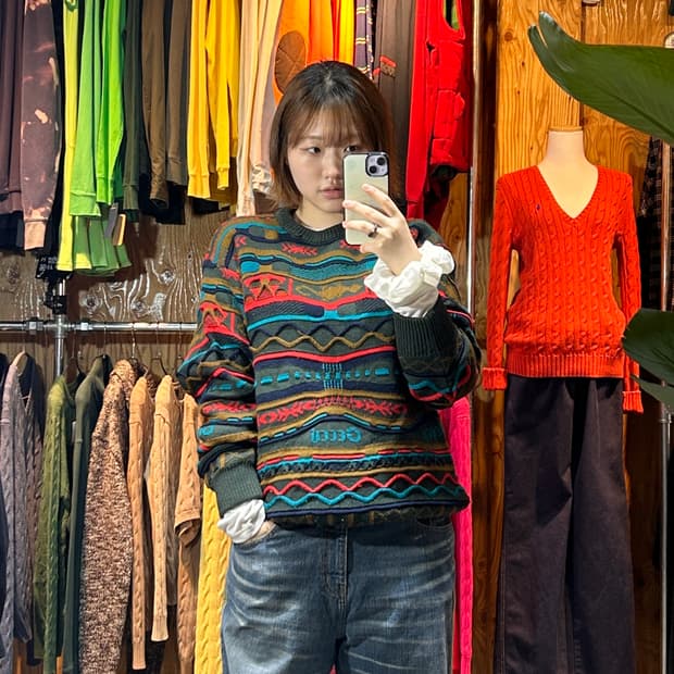 S 게쿠(GECCU) 입체 코지 텍스처 헤비 니트