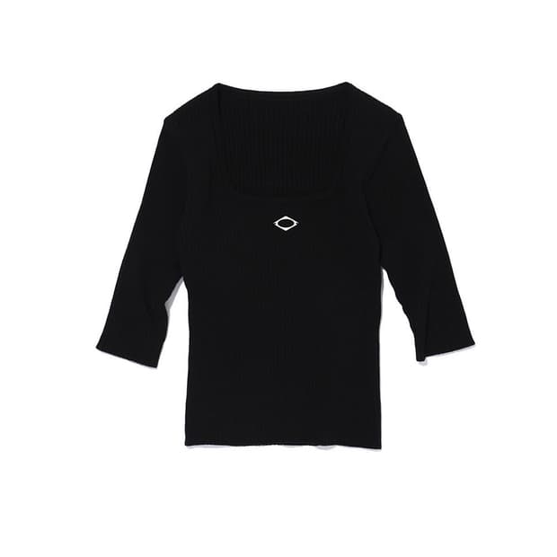 미스치프 스퀘어넥 립 니트 Black