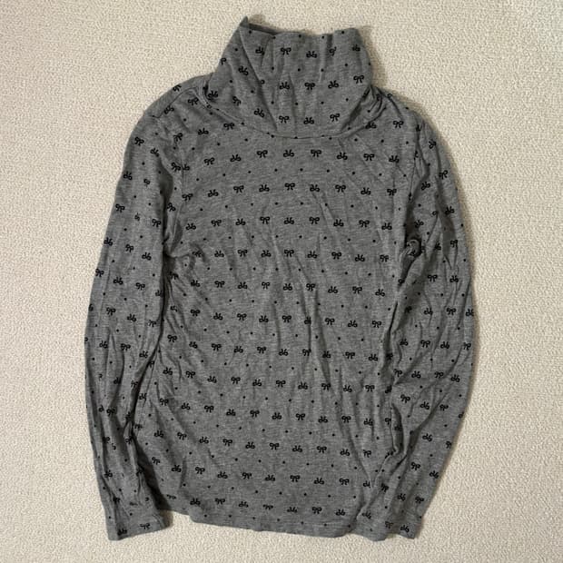 일본빈티지 유니클로 키즈 리본 그레이 딱붙 이너 탑