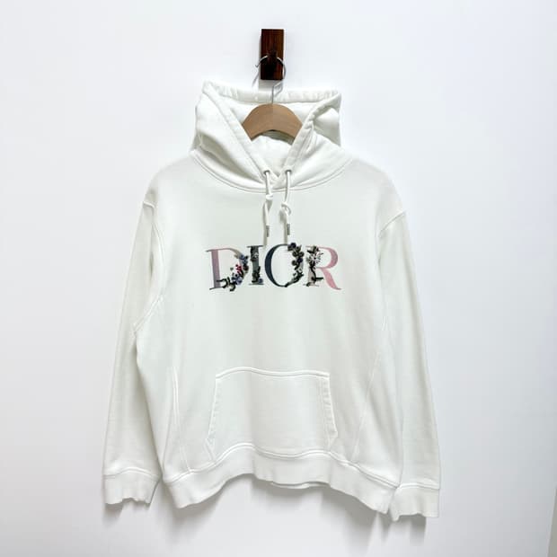 L/디올 플라워 자수 후드티