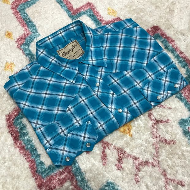 WRANGLER 랭글러 웨스턴 체크 반팔셔츠