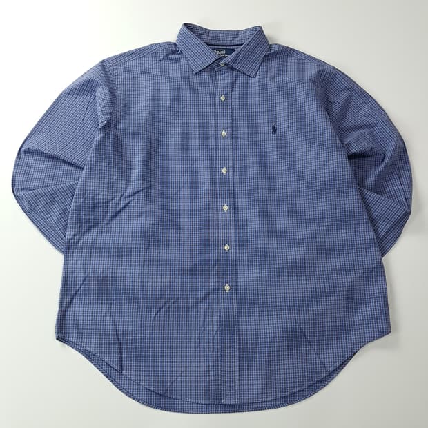 CK789 2XL 폴로 00s 블루 마이크로 타탄체크 셔츠 남방