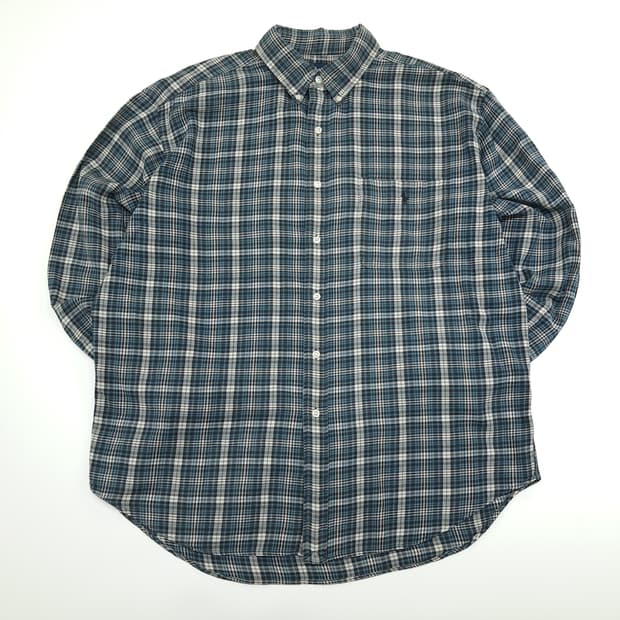CN876 L 폴로 랄프로렌 빅셔츠 블루그린 타탄체크 플란넬 셔츠 남방