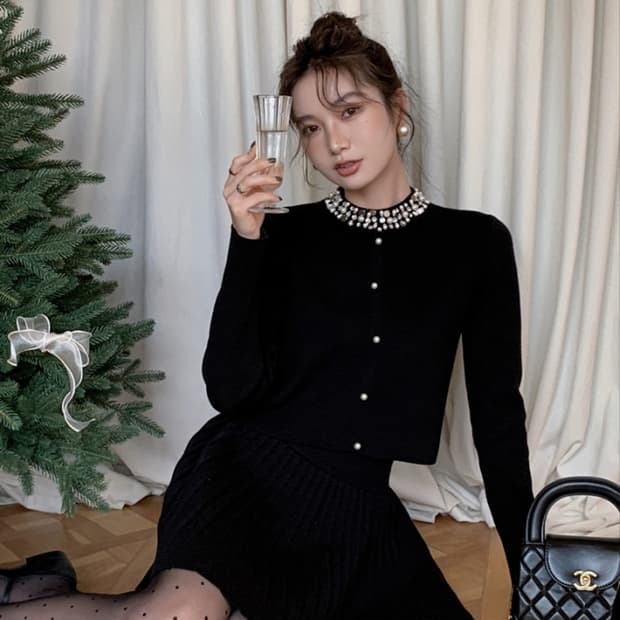 LELART 연말 진주 비즈 니트 [새상품]