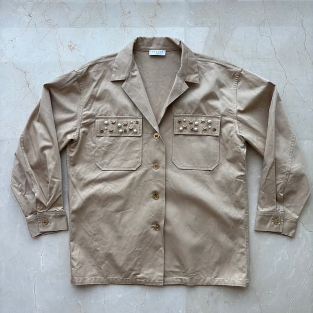 Sandro 산드로 진주 장식 셔츠 자켓 40
